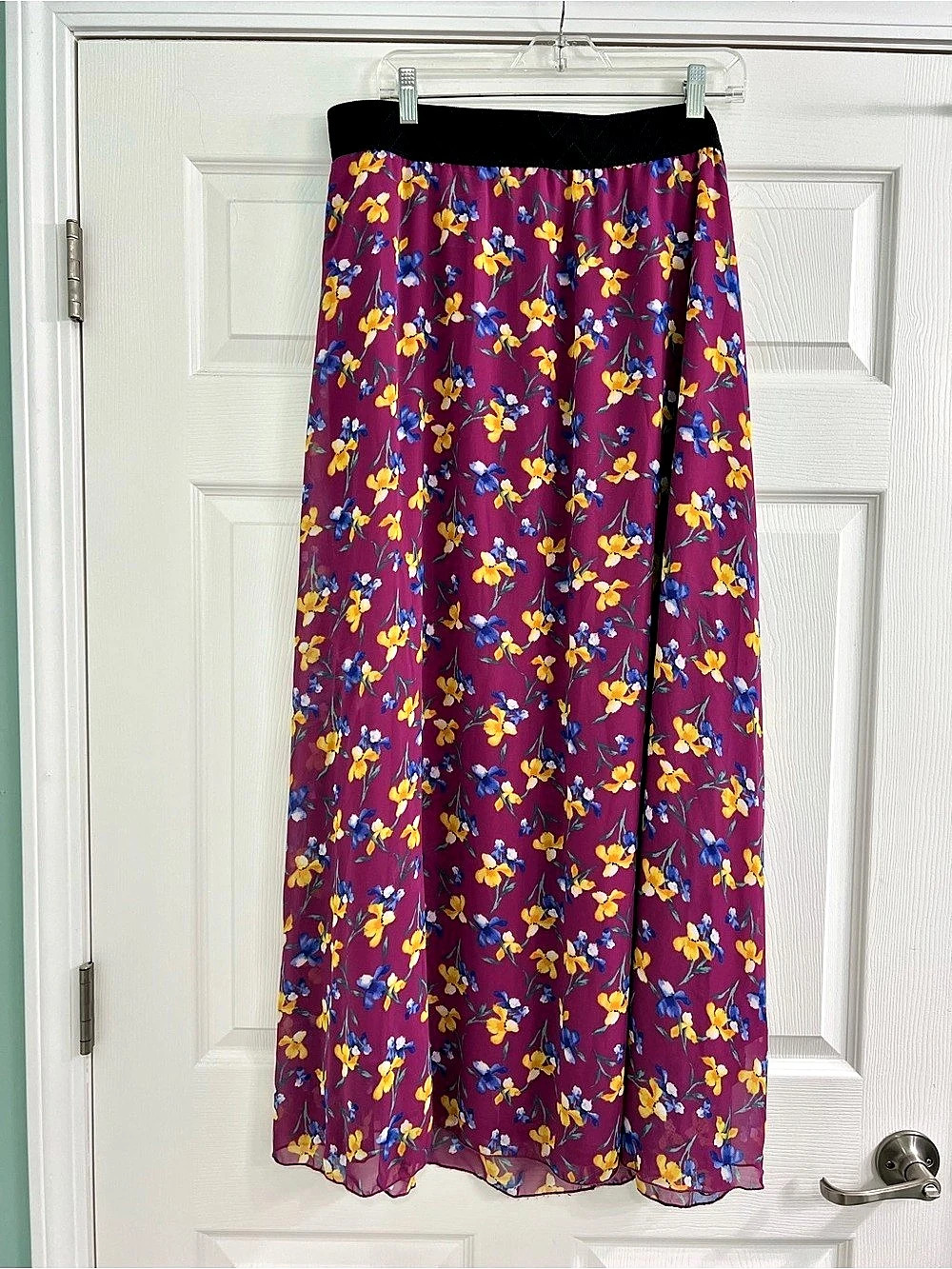 LuLaRoe Lucy Floral Maxi Skirt Maroon Floral 2XL